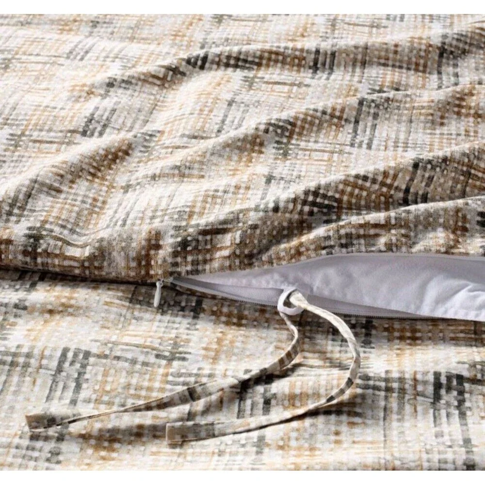 NEW Casaluna King Heavyweight Linen Blend Duvet Cover & Sham Set – Multi Neutral